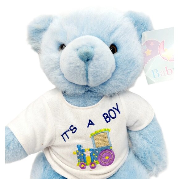 Flowers Inc Balloons Blue Teddy Bear Plush Stuffed Animal "It's a Boy" shirt 11" - Picture 2 of 8